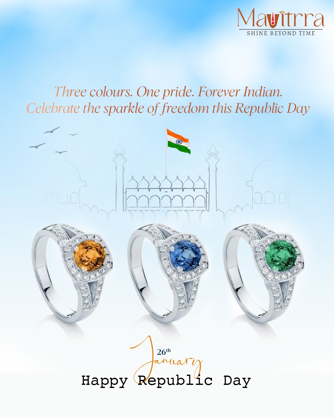 Because true luxury carries the soul of the nation.
#RepublicDay #26January #ProudToBeIndian #IndianHeritage #CraftedInIndia #MakeInIndia #IndianJewellery #TimelessDesign #LuxuryWithLegacy #CulturalPride #ShineBeyondTime #Mavitrra #HeritageInspired #CelebratingIndia