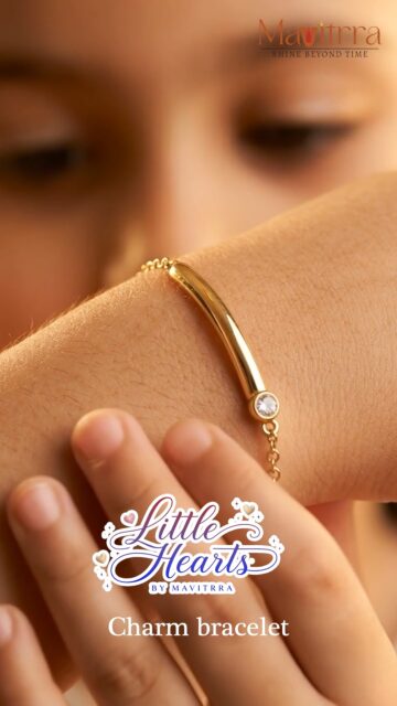 Tiny wrist, timeless sparkle ✨💎

Charm Bracelet by Mavitrra — a single diamond-studded beauty made just for her little moments. Soft, delicate, and full of charm, it adds a touch of luxury to every giggle and every tiny milestone. 💛

#Mavitrra #LittleHearts #CharmBracelet #KidsLuxury #TinyElegance #DiamondJewellery #PreciousMoments #LittleLuxury #GoldenGlow #DelicateSparkle