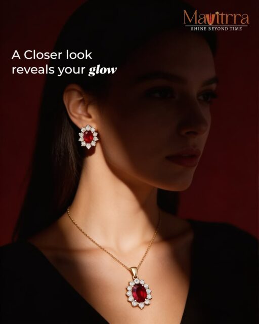 A subtle tilt, a soft beam of light, and an unmistakable aura. Let your jewelry speak before you do. 🌹 

#Mavitrra #ShineBeyondTime #LuxuryLifestyle #FineJewelry #RubyJewelry