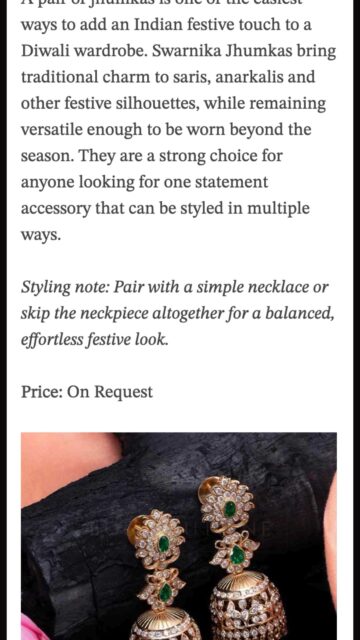 This Diwali, make your jewellery the statement. ✨

We’re thrilled to see Mavitrra featured by @boldoutlinemag in "8 Statement Jewellery Pieces to Light Up Your Diwali Wardrobe."

From the bold beauty of Phoenix Feather 🦚 to the rich allure of Red Velvet Grace ❤️, the heirloom charm of Vintage Majesty 💚 and the contemporary elegance of Blue Grace 💙, every piece brings its own mood to the festive season.

Eight statement pieces. Endless ways to shine. ✨
Read the full feature via the link in our bio.

#Mavitrra #DiwaliJewellery #StatementJewellery #FestiveLuxury #BoldOutline